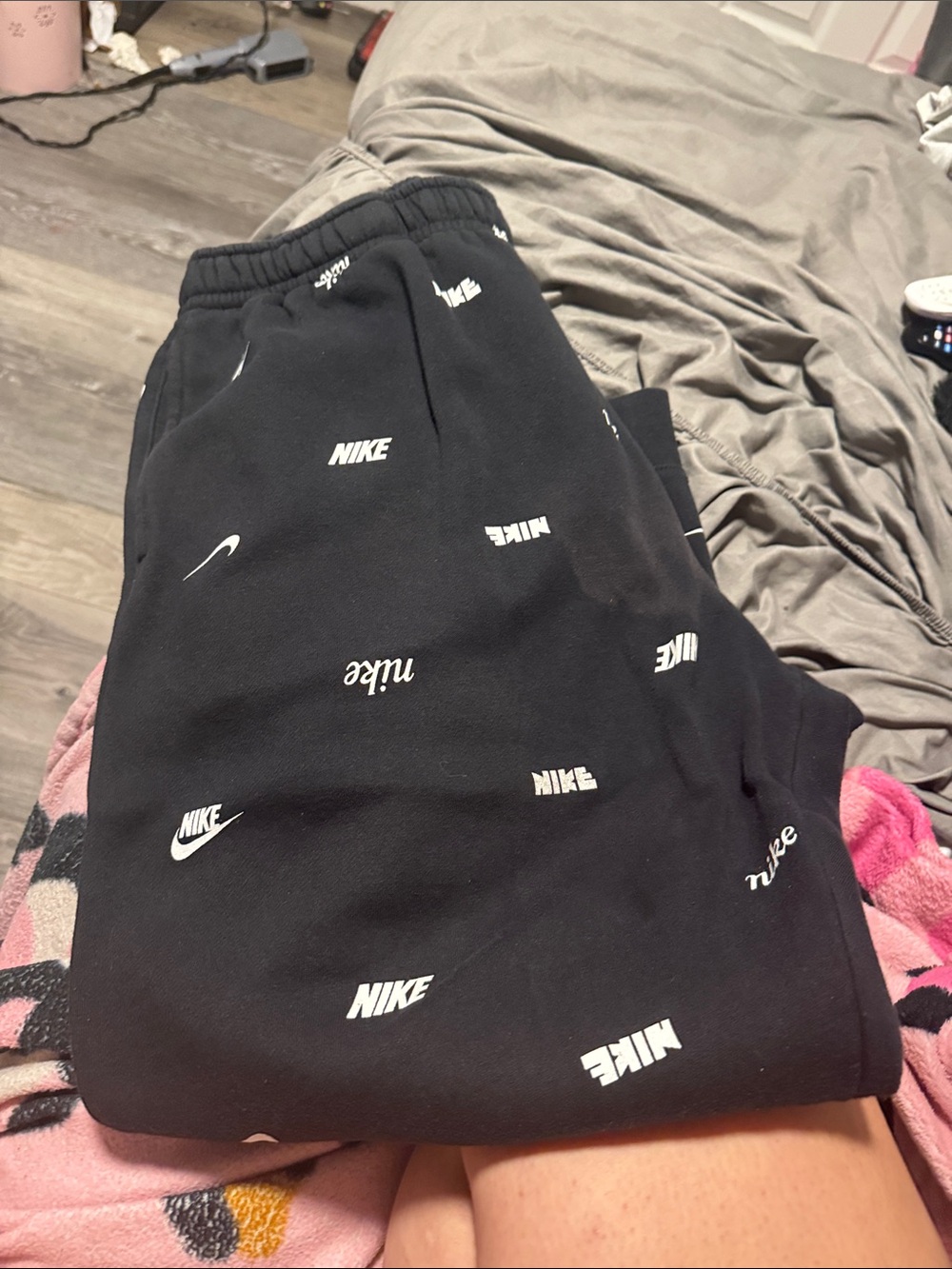 Nike Black Joggers with White Logo Print
